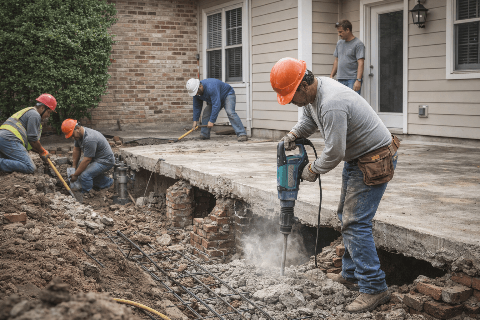 Foundation repair work in progress
